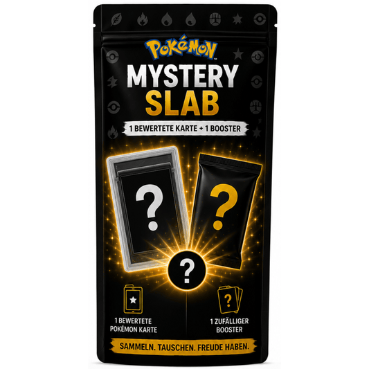 Pokémon Mystery Slab – 1 bewertete Karte + 1 zufälliges Boosterpack - (COMING SOON)